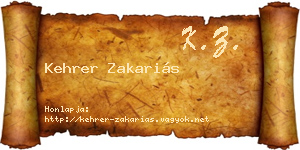 Kehrer Zakariás névjegykártya